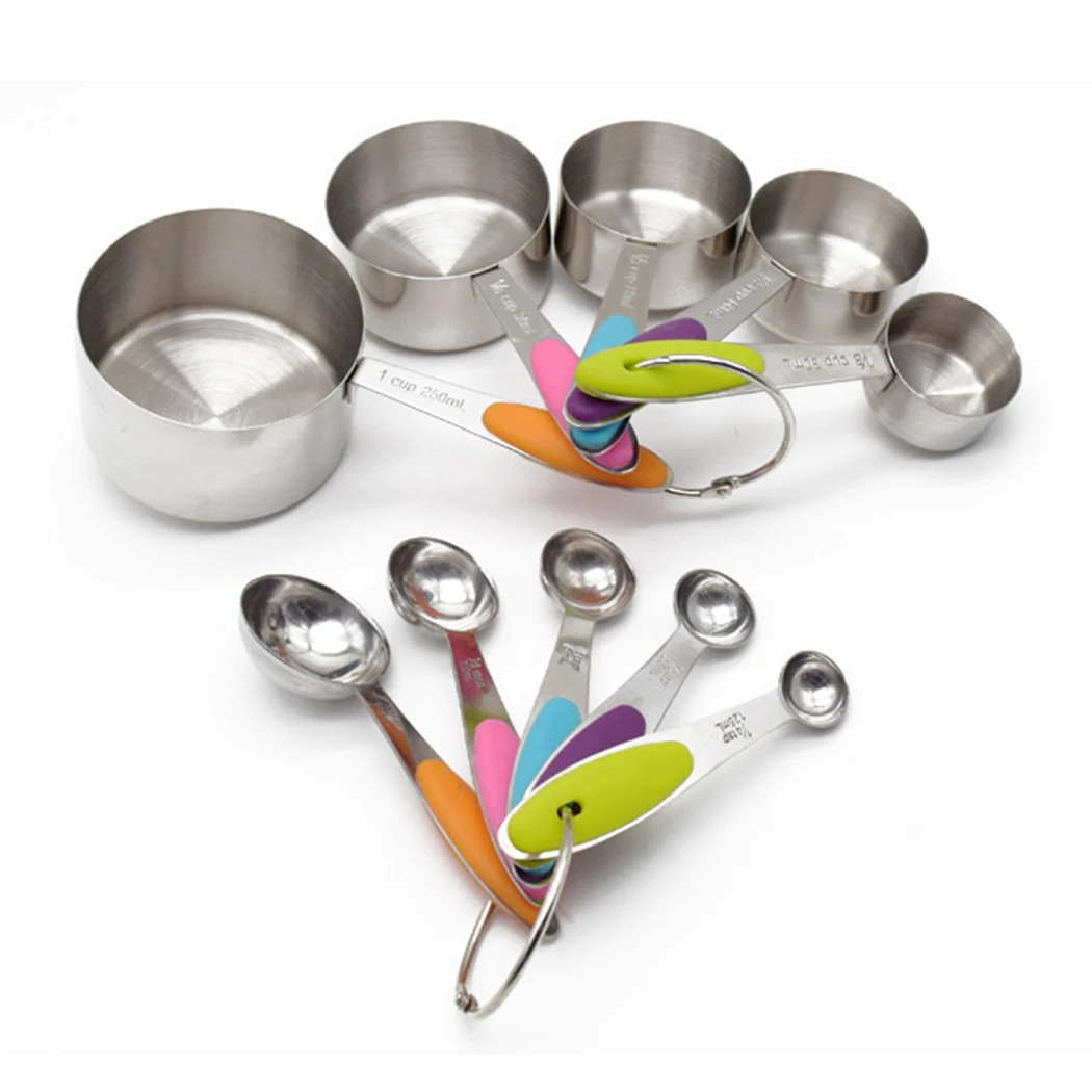 10pcs/set Kitchen Tools And Cooking Stainless Steel Measuring Cups Measuring Spoon Scoop Set 10pcs/set Kitchen Tools And Cooking Stainless Steel Measuring Cups Measuring Spoon Scoop Set