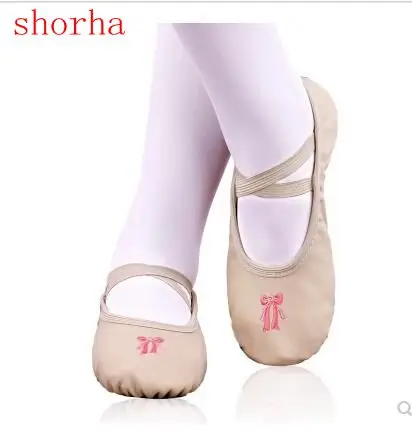 New Children's soft bottom dance Shoes Dance Pointe Shoes With bow girls Ladies Professional High-grade PU leather Shoes