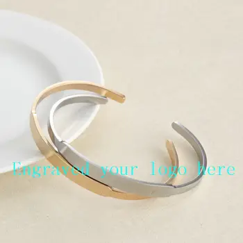 

Silver Gold Bangle Customized Jewelry Engraving Stainless Steel 6mm Positive Inspirational ID Bracelet Cuff Bangle For Women
