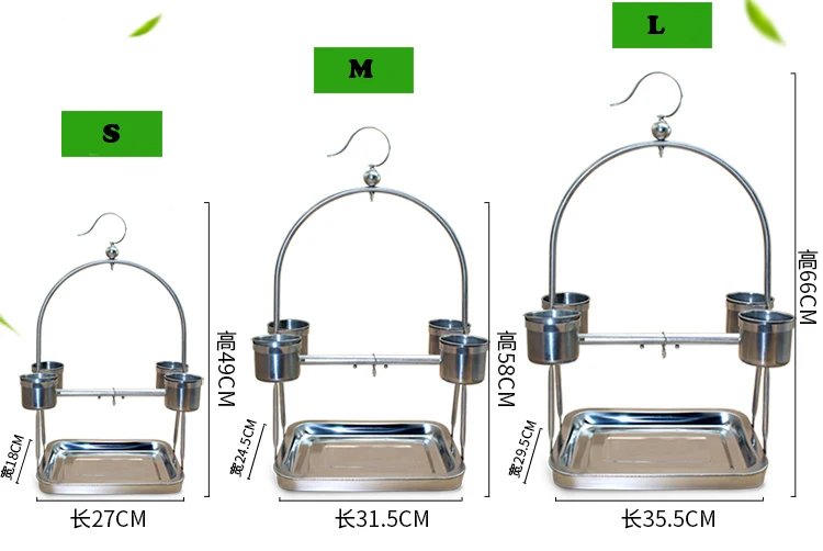 Портативный DIY Нержавеющая сталь подпоры для попугая Сталь Еда контейнеры пищевые лоток подъем стенд Аксессуары для птиц клетка для птиц CW077