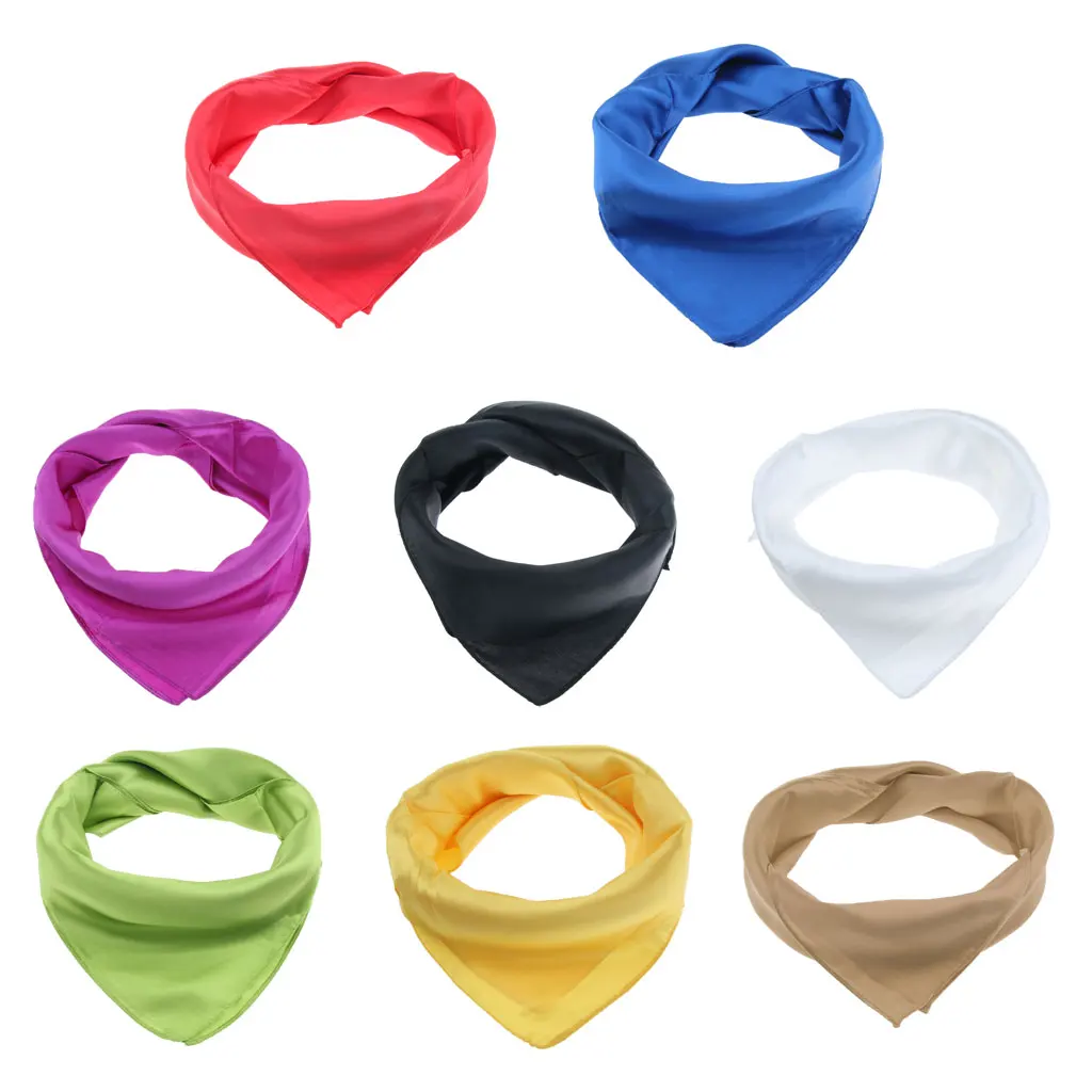 

Satin Silk Feel Formal Square Bandana Neck Scarf Head Hair Scarf Wrap Handkerchief for Stewardess Hotel Bank Attendant