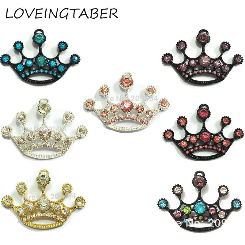 

( Choose Color First ) 50mm*38mm 10pcs/lot Rhinestone Crown Pendant For Chunky Necklace Making