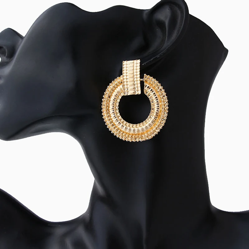 

Simple Trendy Gold Sliver Color Geometric Big Round Simple Circle Earrings For Women Fashion Large Hollow Drop Earrings Jewelry