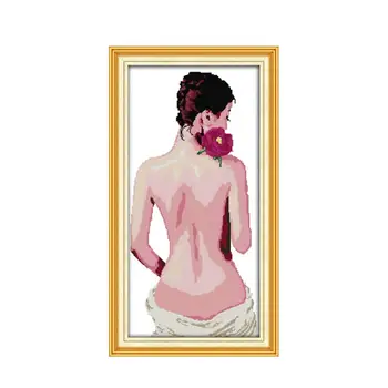 

Cross stitch hand embroidery beauty naked back art hanging paintings needlework decorative paintings