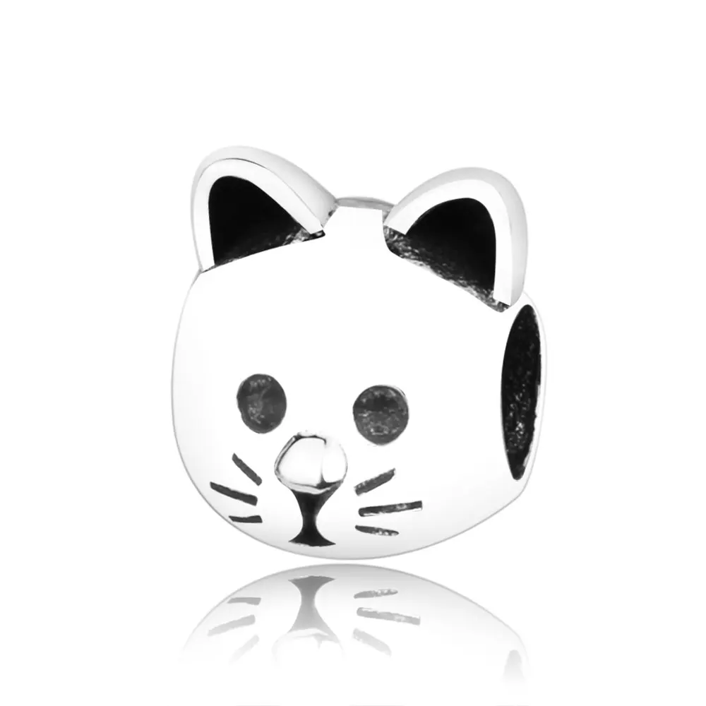 925 Sterling Silver Curious Lovely Cat Animal Charm Fit Original
