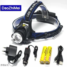 CREE XM-T6 L2 LED 2000LM Aluminum Rechargeable Zoom Headlight Headlamp cree + 2×18650 Battery+AC Charger+Car charger