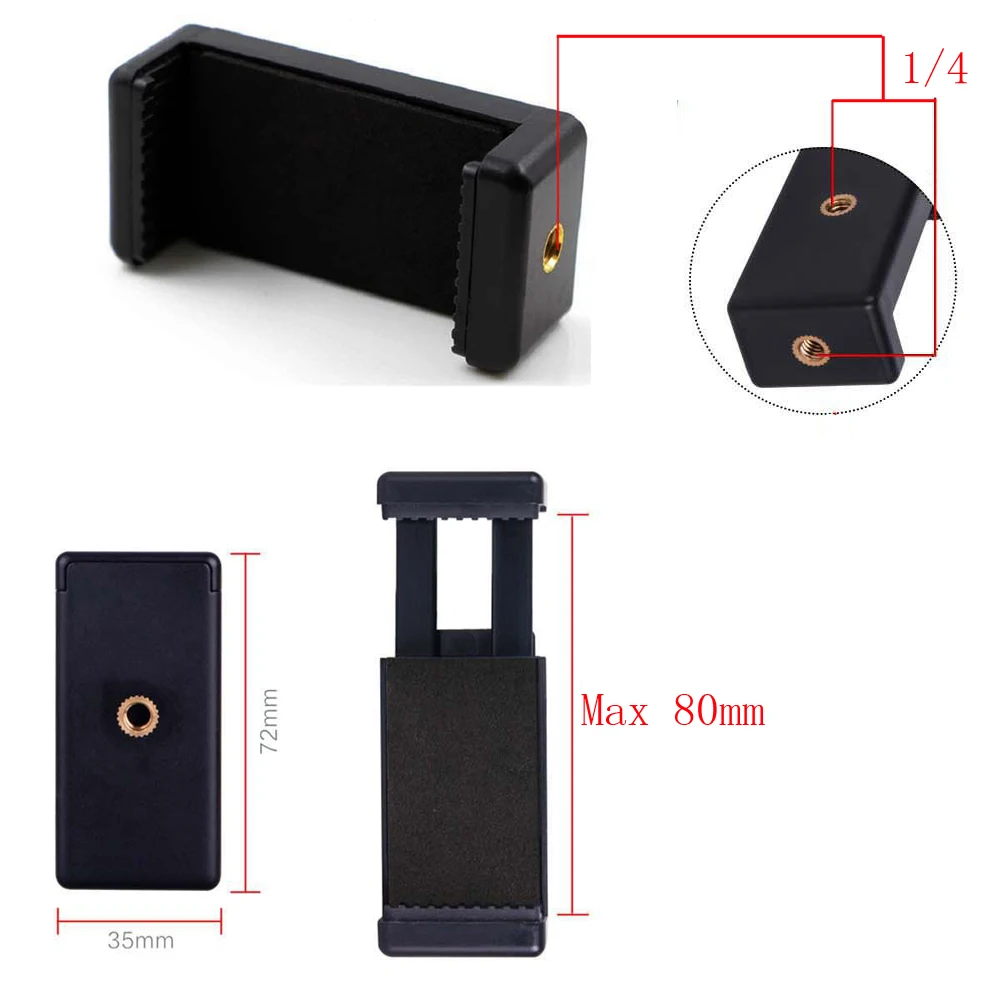 Mini Ball Head 1/4" mount with Lock Hot Shot Adapter with phone holder clip for Camera LED Light Flash Bracket Holder Mount