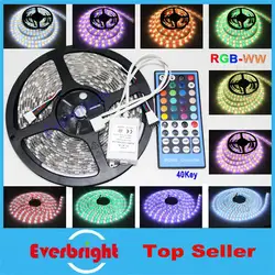 Rgbww 300 светодиодов SMD 5050 RGBW светодиодные полосы света (RGB + белый) 5 м/roll 60led/м DC 12 В гибкий свет + 40 Ключи ИК пульт дистанционного управления