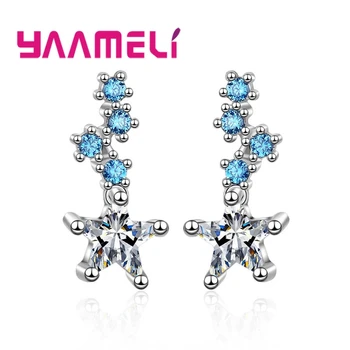 

Top Quality Blue Star Shape Jewelry Earrings For WOmen Fine Wedding Anniversary Gifts 925 Sterling Silver Accessories Hot