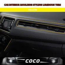 Высокое качество 20 м 78" автомобильный салон, Торпедо панель передач украшение для укладки отделка DIY полоса светящаяся желтая декоративная линия