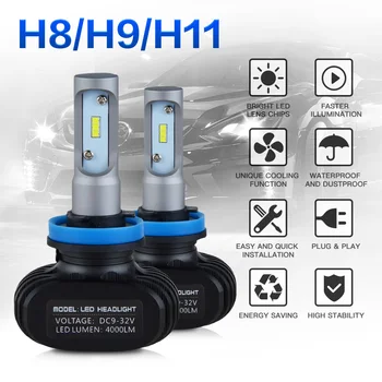 

2x H8 H9 H11 Car LED Headlight Bulbs High Beam Kit For Volvo C30 S60 S80 V60 V70 S90 Super White Lamps