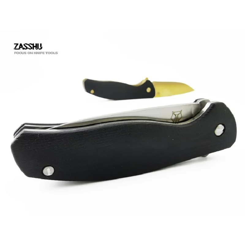 Zassuu 58 60HRC 440C G10 высокотвердое лезвие с деревянной ручкой Походный нож складной