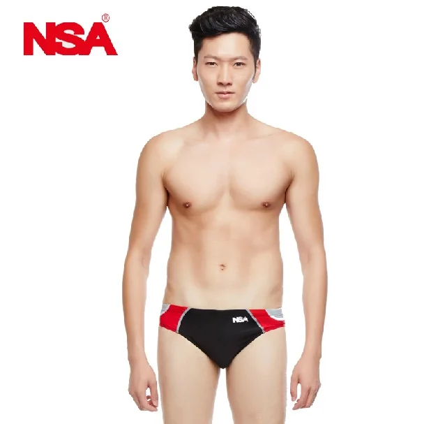 NSA hot sale low waist blue swimming trunks chlorine resistant/water proof swimsuit brief mens