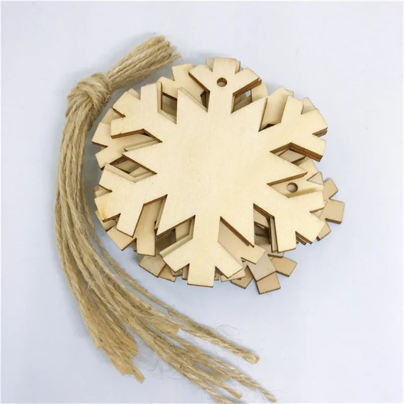 

New Year's Gift Christmas Decoration Wooden Pendants Laser Cut Christmas Snowflake Wooden Pendants Christmas Wood Chips 10 Packs
