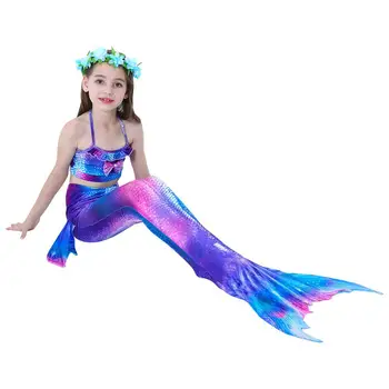 

3pcs/set Children Girl Mermaid Swimsuit Mermaid Tail Costume Kids Swimming Wear Split Summer Bikini Swimwear Clothing