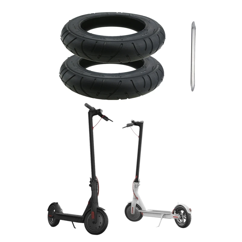 2Pcs For Xiaomi Mijia M365 10 Inch Electric Scooter Tire 10 x 2 Inflatable Solid Tire Wanda Tire With Crowbar