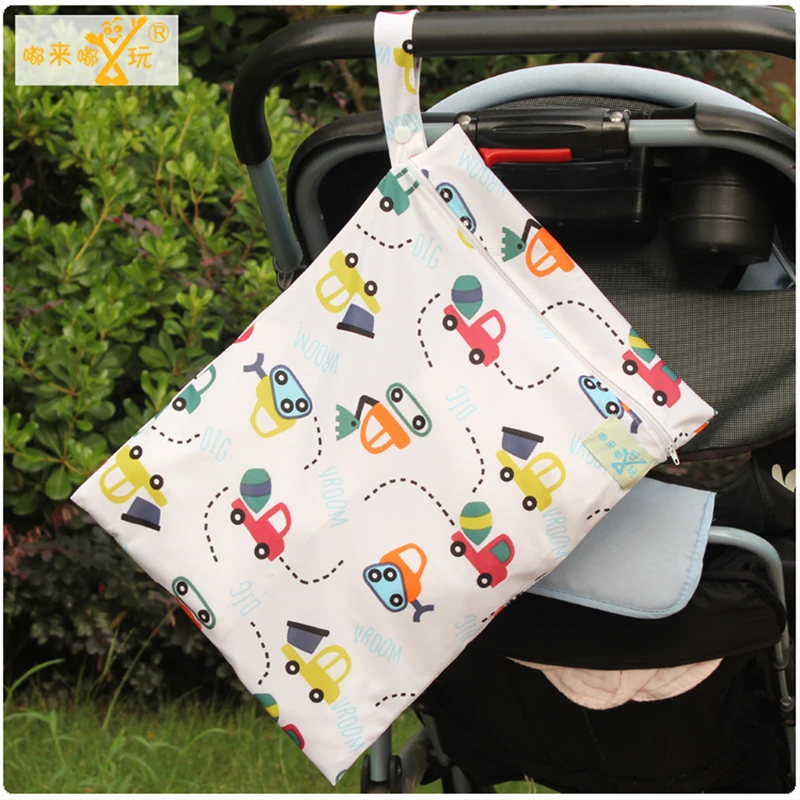 Pochette De Rangement Pour Couches Bébé - Sac Humide/sec Portable En Coton - Organisateur Pour Poussette, Sorties - 25x17x10 Cm