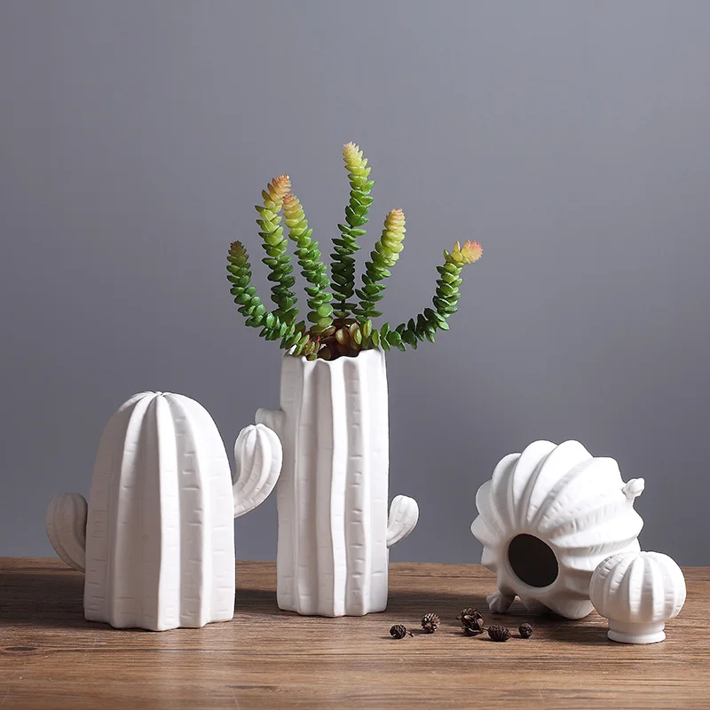 Креативная керамическая ваза в скандинавском стиле, украшение для дома в виде кактуса, аксессуары для искусственных цветов, украшение для дома