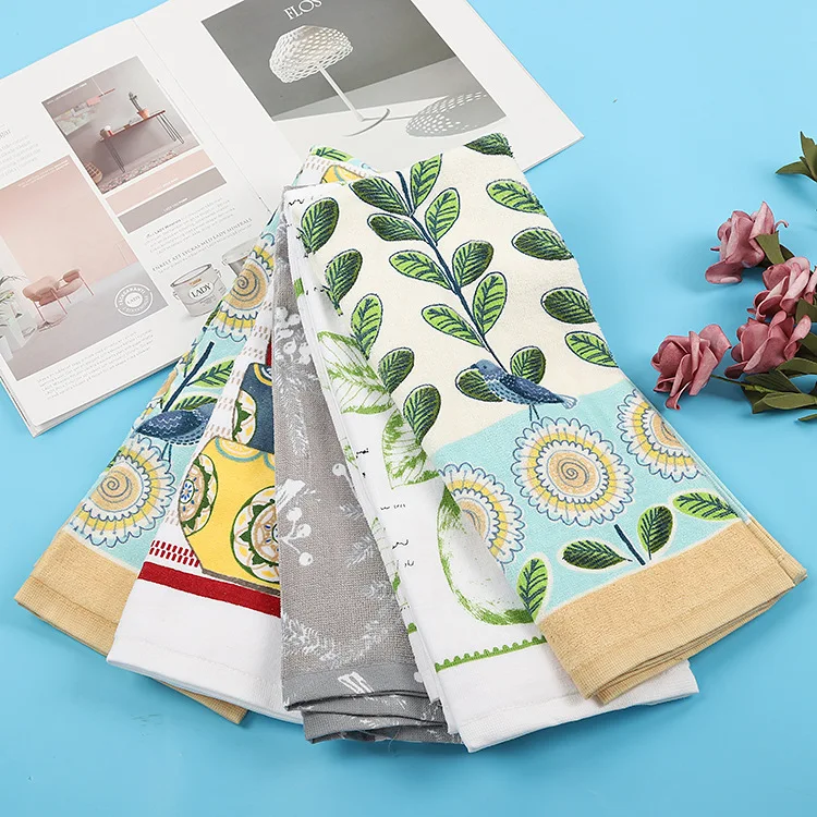 

5pcs Turkish Bath Beach Towels Set Cartoon Plants Floral Face towels cotton 75x45cm Summer cooling towel travel towel for adult