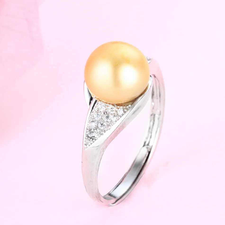 Cauuev обручальные кольца для женщин AAAA высокое качество кольца из натурального жемчуга обручальные ювелирные изделия для женщин аксессуары прекрасный подарок - Цвет камня: Золотой