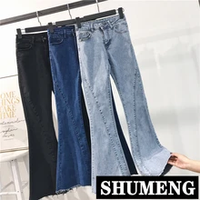 Ковбойские брюки весенние и летние женские обтягивающие расклешенные брюки с высокой талией женские джинсовые брюки для отдыха