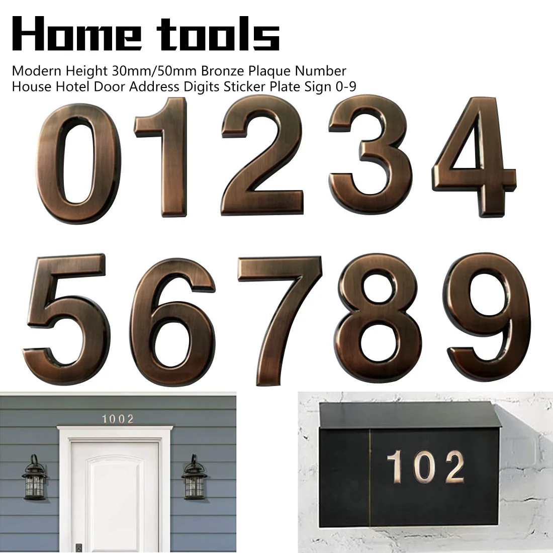 New 0-9 Plaque Numbers Room Hotels House Self-adhesive Numeral Door Plate Signs