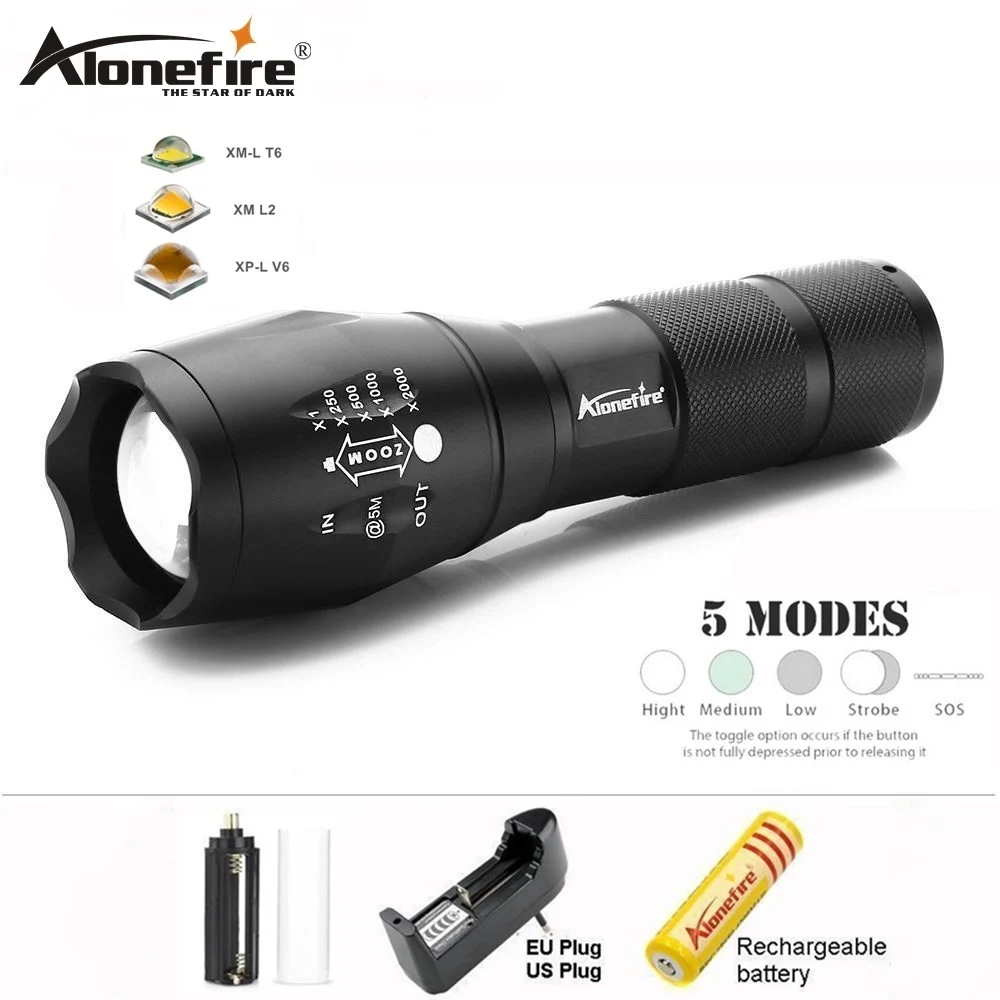 

AloneFire E17 Zoomable lantern CREE XML T6 L2 powerful Led Flashlight 5000Lumens Waterproof Tactical Torch Zaklamp for AAA 18650