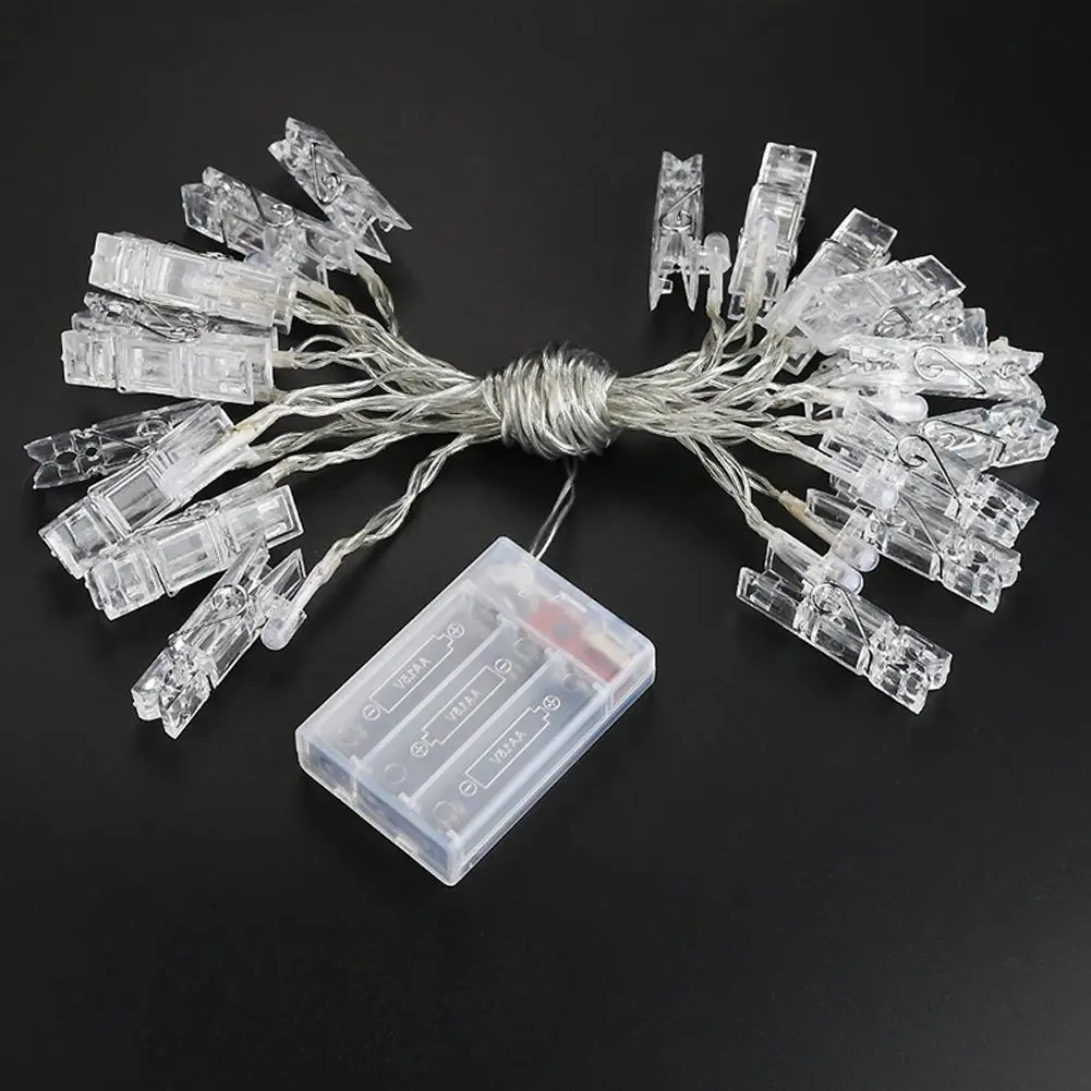 Для рождественской вечеринки декор 40 LED фото клип Строка свет лампы дома окна Дверные рамы висит Peg полосы света для 3xAA Батарея