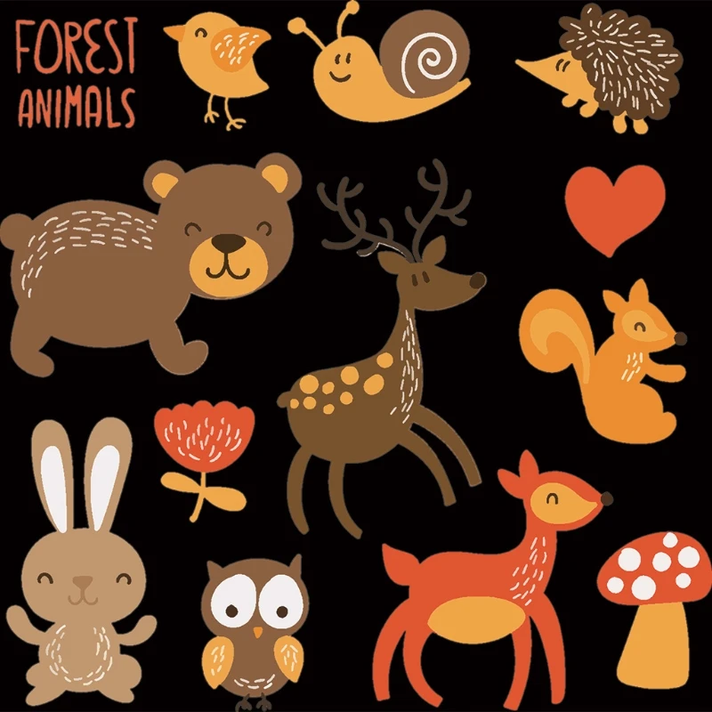 

DIY Appliques Forest Animals Patch Iron On T-shirt Dress Heat Transfer Sticker
