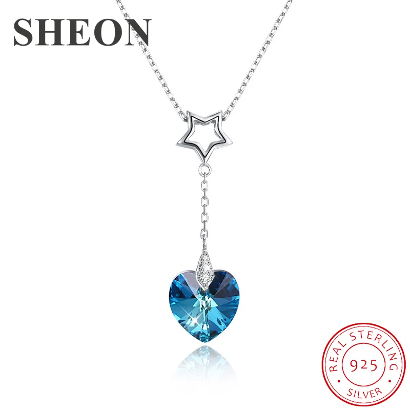 

New arrival 925 Sterling Silver love heart Austria Crystal Pendant Necklaces Engagement Jewelry for women gifts dropshipping