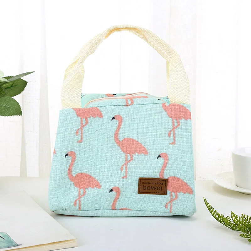 Портативные Детские утепленные сумки с фламинго, водонепроницаемая сумка для ланча, сумка для кормления молока, еды, Термосумка для путешествий и пикника, женская сумка MBG0327 - Цвет: Green flamingo