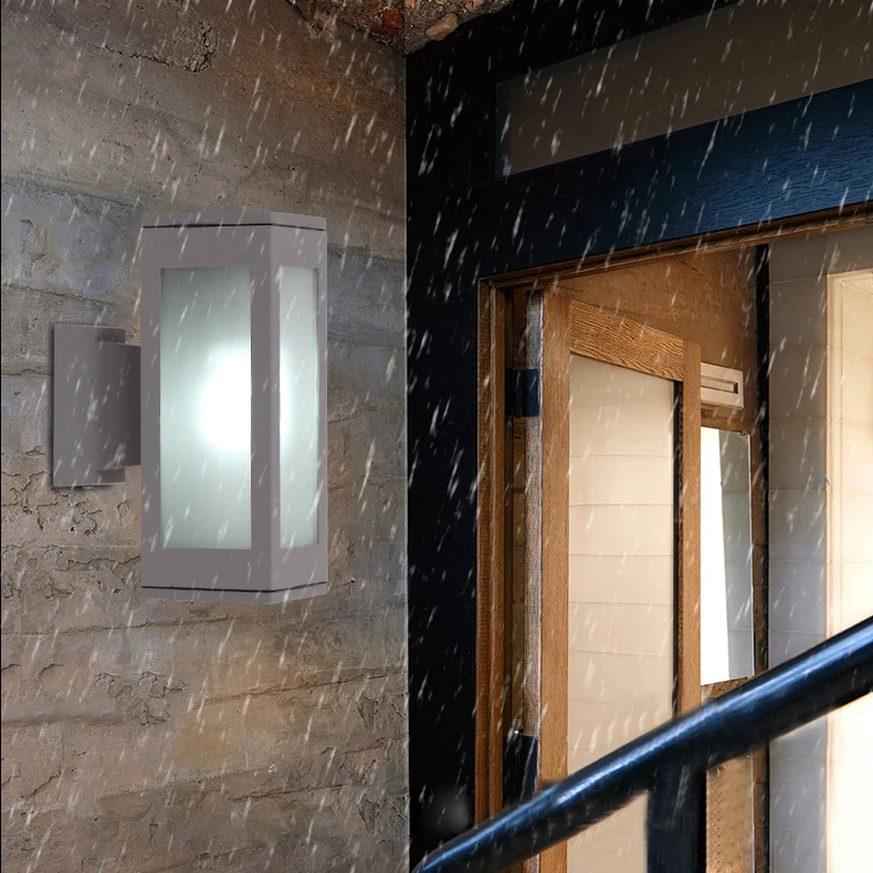 

Outdoor 8W LED Wall Sconce Light Fixture Glass Lantern Lamp E27 Bulb Waterproof Porch Garden Cottage