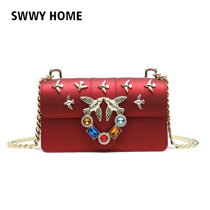 

Swallow Design Women Handbag New Fashion Messenger Bag Brand Style High Quality PVC Leather Bags Female Shoulder Bag jelly Sac