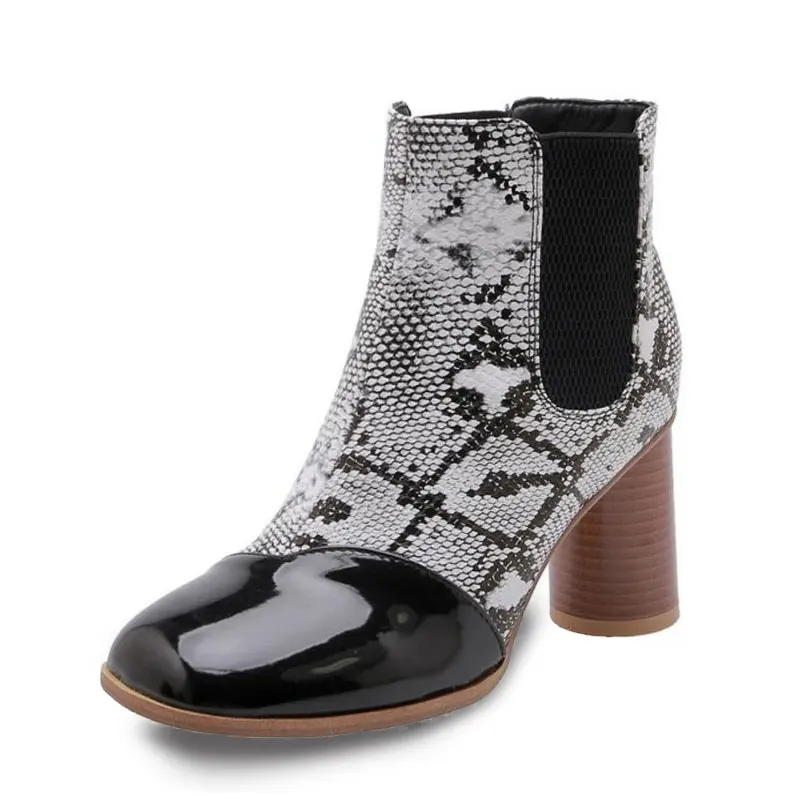 Kemekiss Ankle Boots For Women Fashion Snake Print High Heels Kemekiss Ankle Boots For Women Fashion