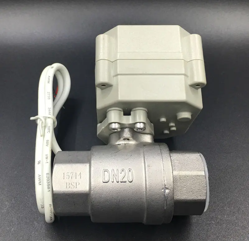 CE утвержден TF20-S2-A 2-способ BSP/ДНЯО 3/4 ''Электрический Нержавеющая сталь клапан DC5V 2/3/5/7 провода для варианта металлический Шестерни высокое