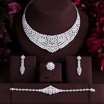

Accking Luxury cubic zirconia necklace bracelet earrings and ring dubai full Nigeria jewelry set for women,bridal dress dinner