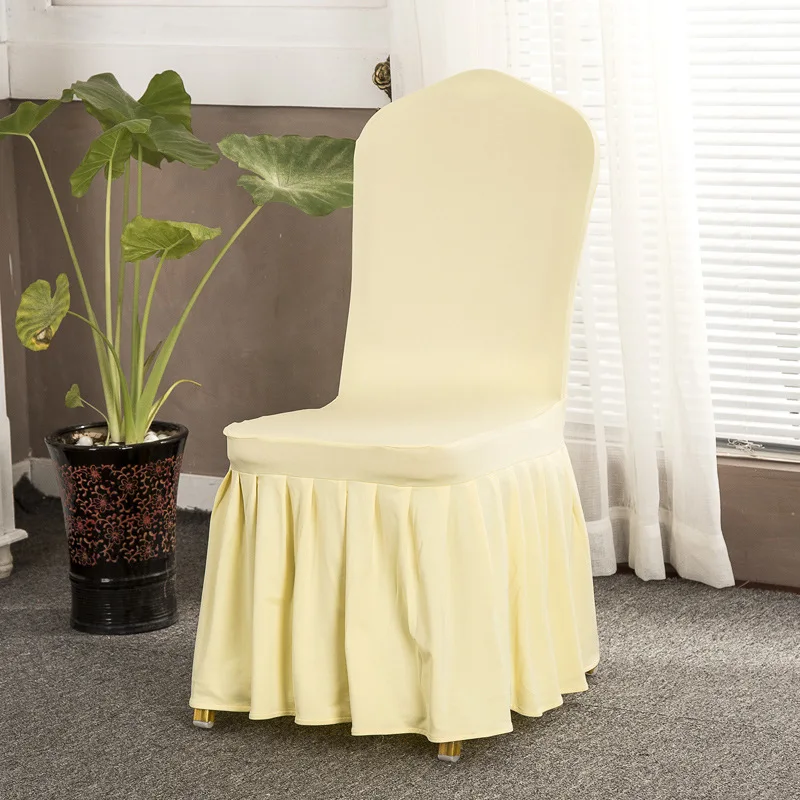 Light Yellow Чехлы для стульев из спандекса для свадебного украшения Вечерние Банкетный стул для отеля чехлы для обеденных стульев Чехлы для домашнего декора funda silla - Цвет: Light Yellow