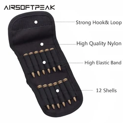 Cartucho para rifle airsoft 12, cartucho redondo para caça, dobrável para munição, com suporte para bala, rifle edc, tático, molle ga