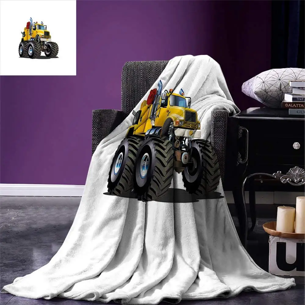 Truck Throw Blanket Illustration of a Giant Wheeled Monster Truck