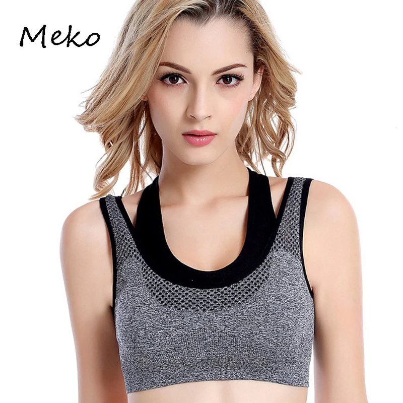 

2017 Fashion Professional Women Absorb Sweat Tops Fitness Workout Tank Top Vest Seamless Racerback Padded Sexy Female Bra CF20