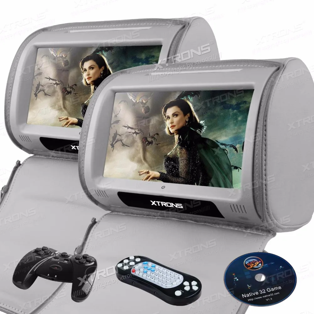 XTRONS серый 2X 9 &quotсенсорный экран мониторы подголовник автомобиля DVD плеер