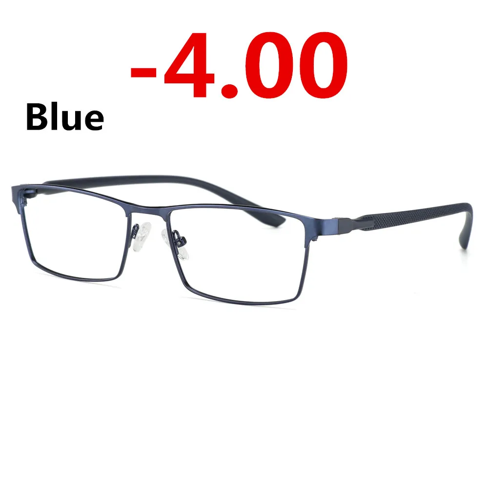 Высококачественные очки с защитой от синего света для близорукости, мужские Модные очки с полной оправой, короткие очки-1-2-3 до-4,0 TR90 - Цвет оправы: Королевский синий