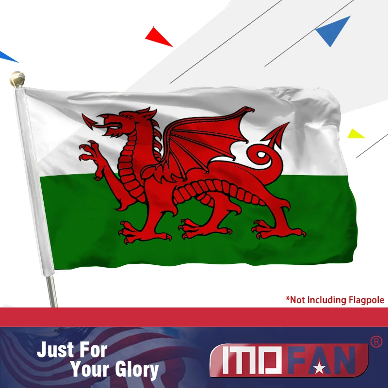

MOFAN Wales Flag UK Polyester - Canvas Header and Double Stitched - Welsh Flags with 2 Brass Grommets 3 X 5 Ft