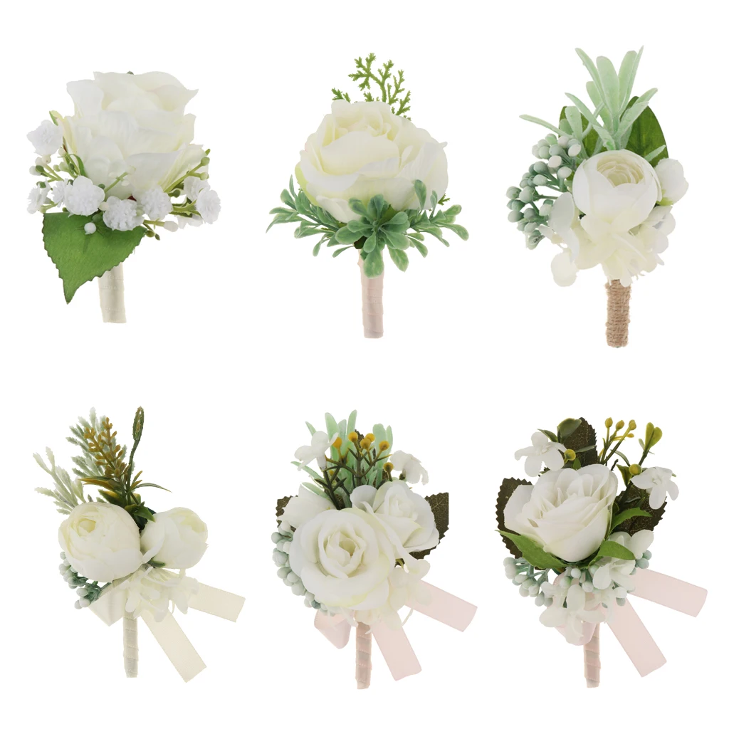 Bridal Bridesmaids Groom Boutonniere Man Buttonholes Wedding Flowers Party Decoration