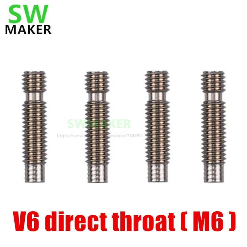 

SWMAKER 3D printer accessories V6 stainless steel throat 1.75/3.0mm M6 threaded with/ teflon tube /4.1 hole for direct extruder