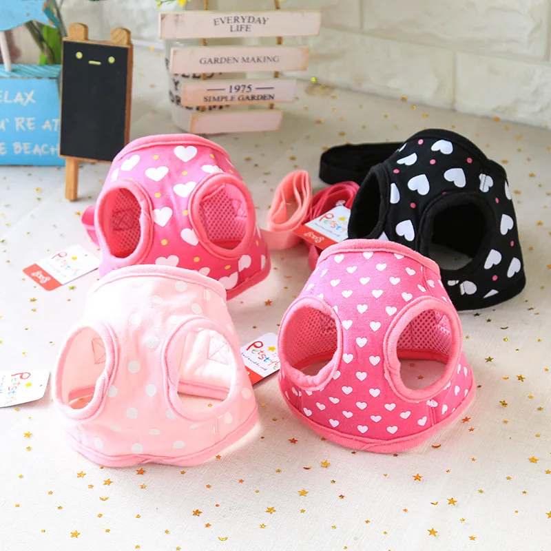 

Cheap Love Small Dog Harness Cute Mesh Summer Spring Pet Harness Vest And Lead Set Cat Walking Out Collar Leash Pink S L Goods