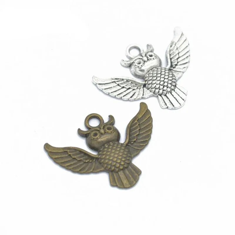 

25pcs 30x24m Alloy Owl Charms Pendants Vintage Silver Fashion Charm Pendant
