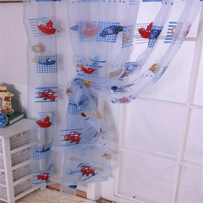 

Factory Price! 1M*2M Children Car Pattern Drape Panel Sheer Scarf Door Room Window Curtains Hot TQ