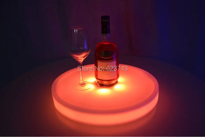 4Pcs/Lot Waterproof Round LED Light Up Serving Tray Multi Colors Rechargeable luminous LED fruit trays Holder light + Controller