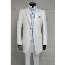 Смокинг для Свадебная официальная одежда Жених белый мужской slim fit Три шт